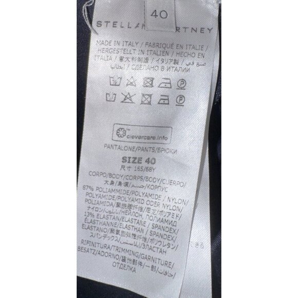 STELLA MCCARTNEY Navy Logo-print Scuba Tech Leggings Size 40/6-8 Small Pockets - Picture 5 of 12